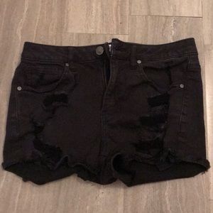 Black Venice mid rise denim jean shorts